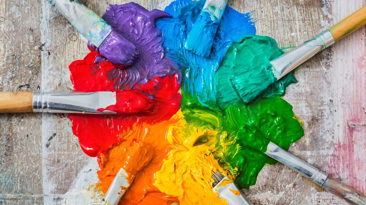Brushes of every colour meeting on one palette.